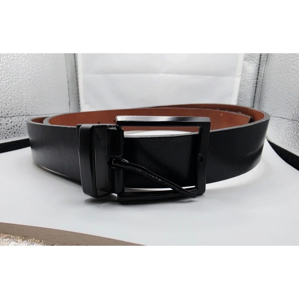 SwissGear Mens Reversible Belt Black Brown Matte Black Buckle